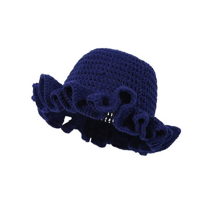New Colorful Crochet Ruffle Brim Knit Bucket Hats