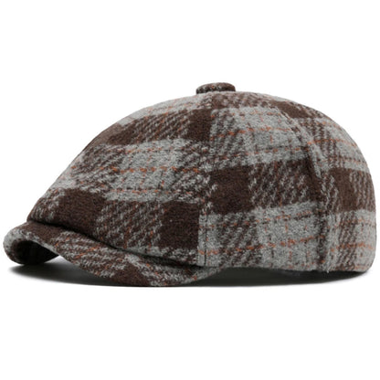 Men Berets Women Vintage Artist Painter Plaid Beret Hat