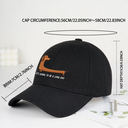 Fun Dachshund “Long Day” Printed Baseball Cap
