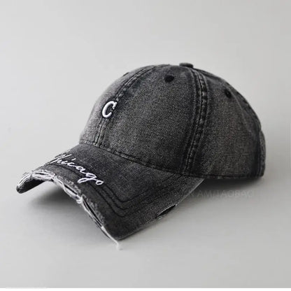 Washed Denim Baseball Cap Unisex Chicago