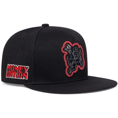Poker Money Flat Edge Hat Mesh Hat Men's Fashion Street Hip Hop Hat Women's Baseball Hat