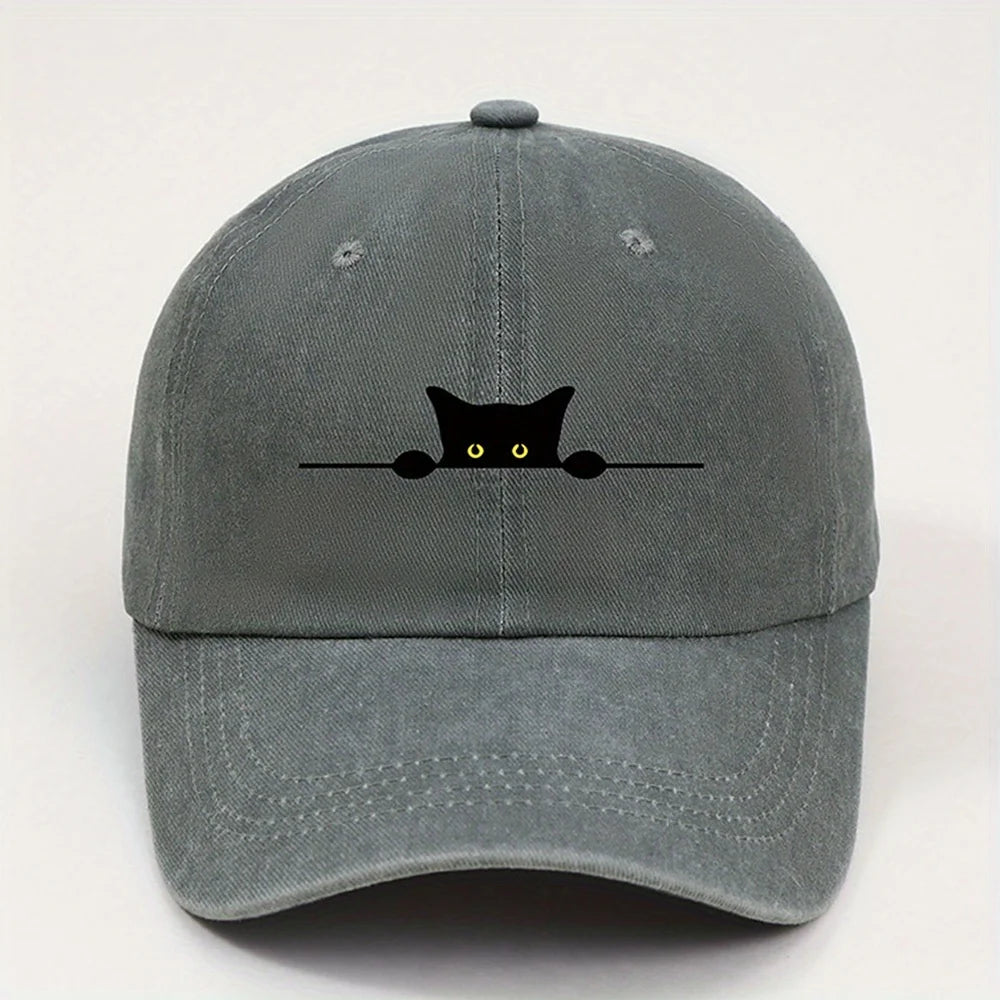 Cute Black Cat Printed Baseball Cap for Men and Women