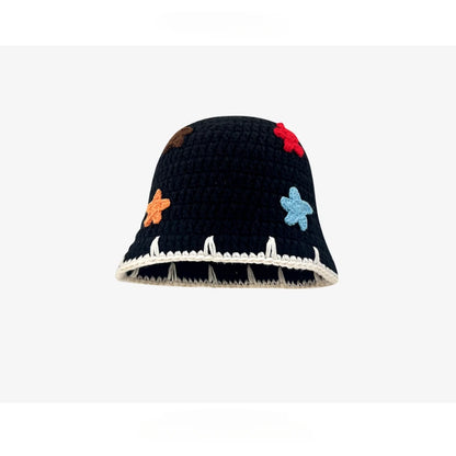 Dopamine Autumn Crochet Panama Cap Korean Handmade Bucket Hats