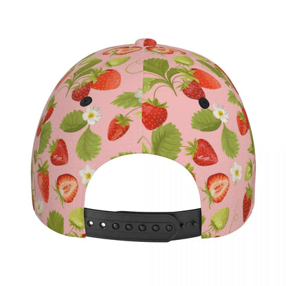 Strawberry Pattern Baseball Cap Adjustable Polyester Snapback Hat