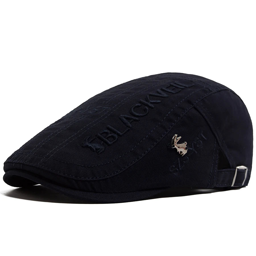 Men Beret Fashion Rabbit Embroidery Flat Caps