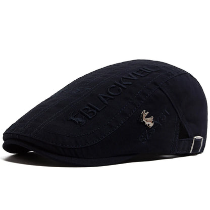 Men Beret Fashion Rabbit Embroidery Flat Caps