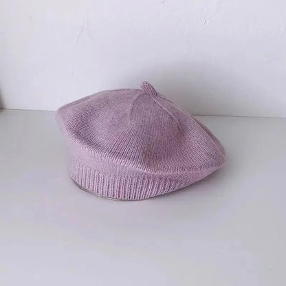 Flower Baby Beret Hat Winter Warm Knitted Beanie Cap