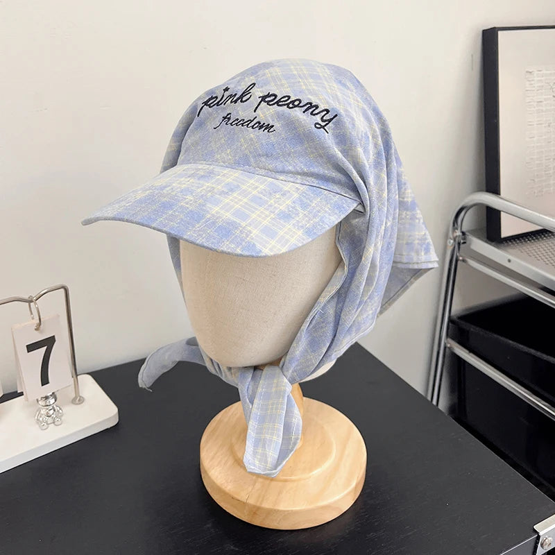 New Korean Original Ins Plaid Triangle Scarf Cap