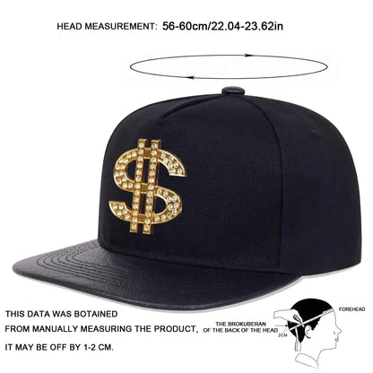 Unisex Diamond USD Letter Label Baseball Hats Spring Autumn