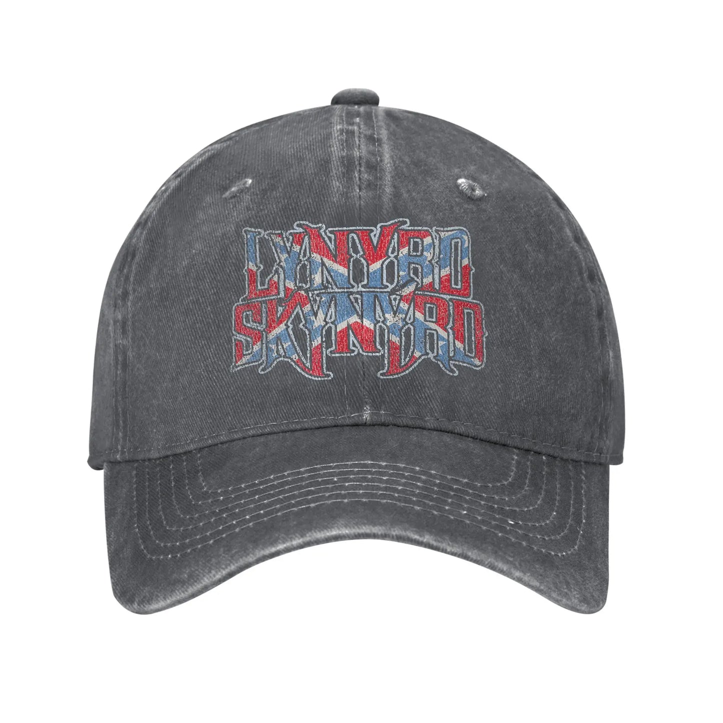 Lynyrded Rock Biker Skynyrded Logo Baseball Caps Distressed Denim Flag US