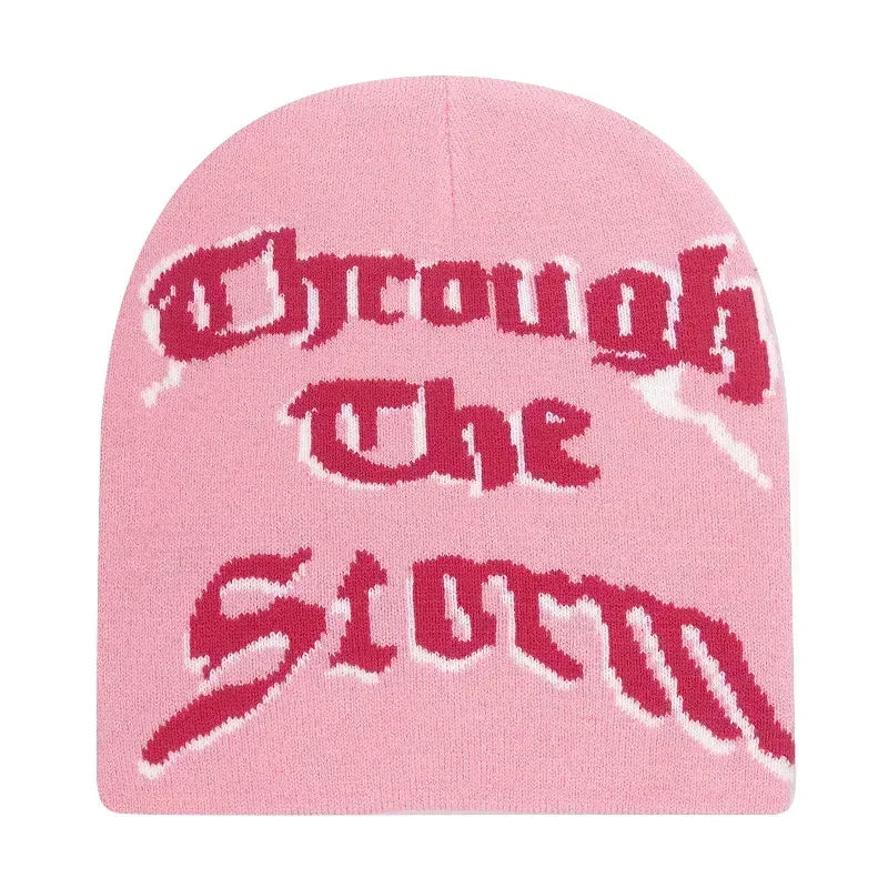 Y2K Letter Knitted Winter Autumn Beanie Cap Men Women