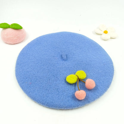 Women Handmade Beret Hat Female Hat Autumn Wool Felt Cloud Painter Cap