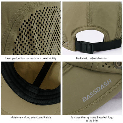 UPF 50+ Foldable Fishing Hat Baseball Cap With Removable Neck Flap Portable