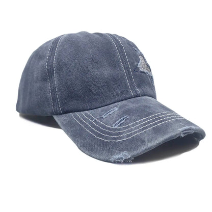Summer Washed Denim Baseball Cap Casual Outdoor Adult Cotton Star Hat For Men And Women Hats