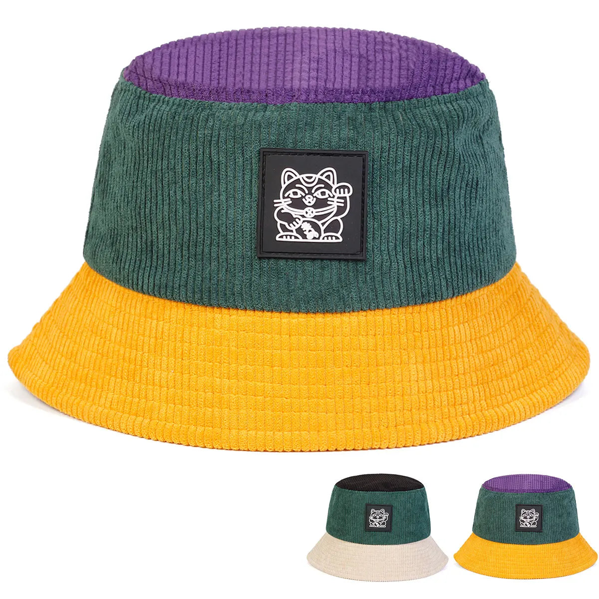 Unisex Cat Embroidery Personality Bucket Hats Fishermen Caps