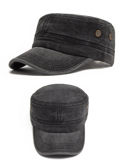 Men Flat Army Hat Washed Cotton Vintage Visor Baseball Cap Hunting Militarily Caps Casual Outdoor