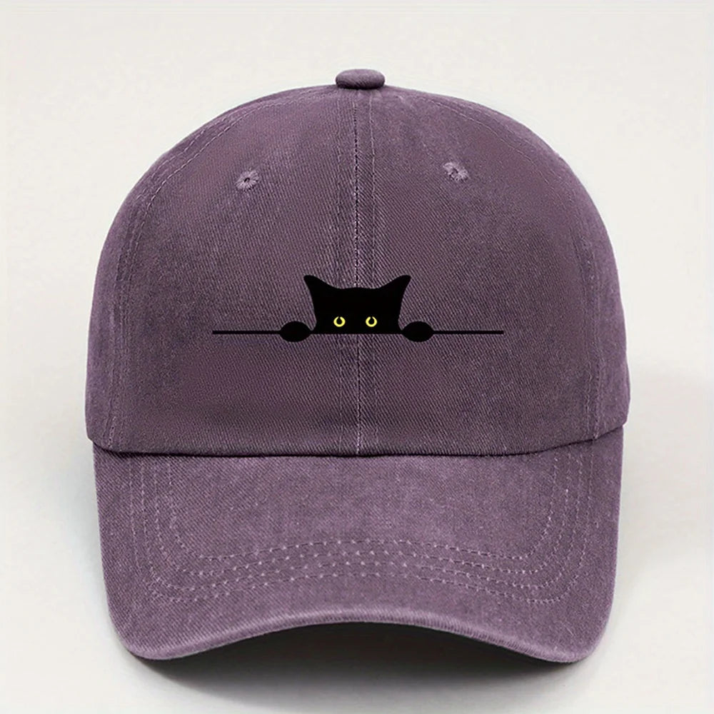 Cute Black Cat Printed Baseball Cap for Men and Women