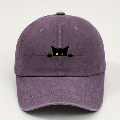 Cute Black Cat Printed Baseball Cap for Men and Women