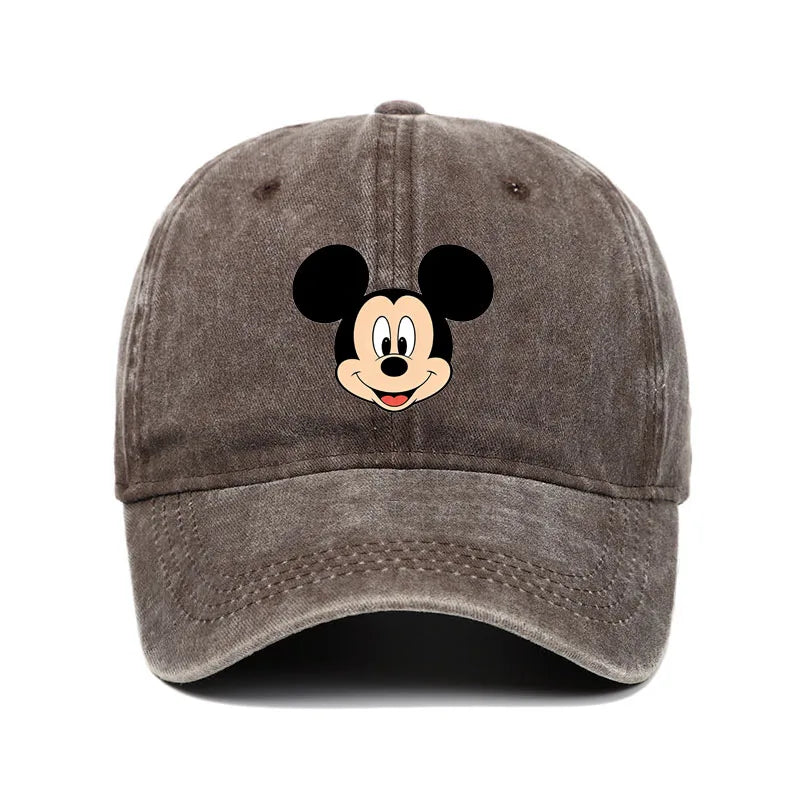Unisex Vintage Washed Mickey Minnie Print Baseball Cap for Men Women