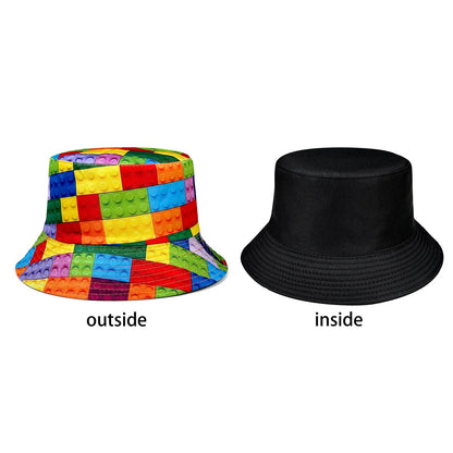 Personalized Building Block Puzzle Fisherman's Hat,  Foldable Stylish Bucket Hat, All-Season Bucket Hat