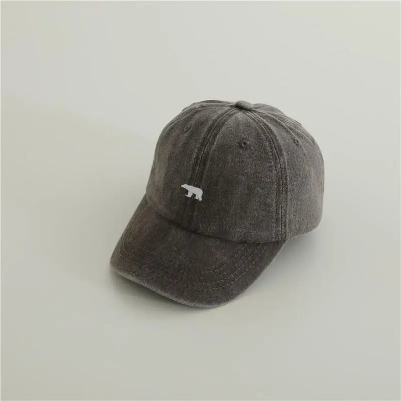 New Baby Embroidery Bear Denim Baseball Hats