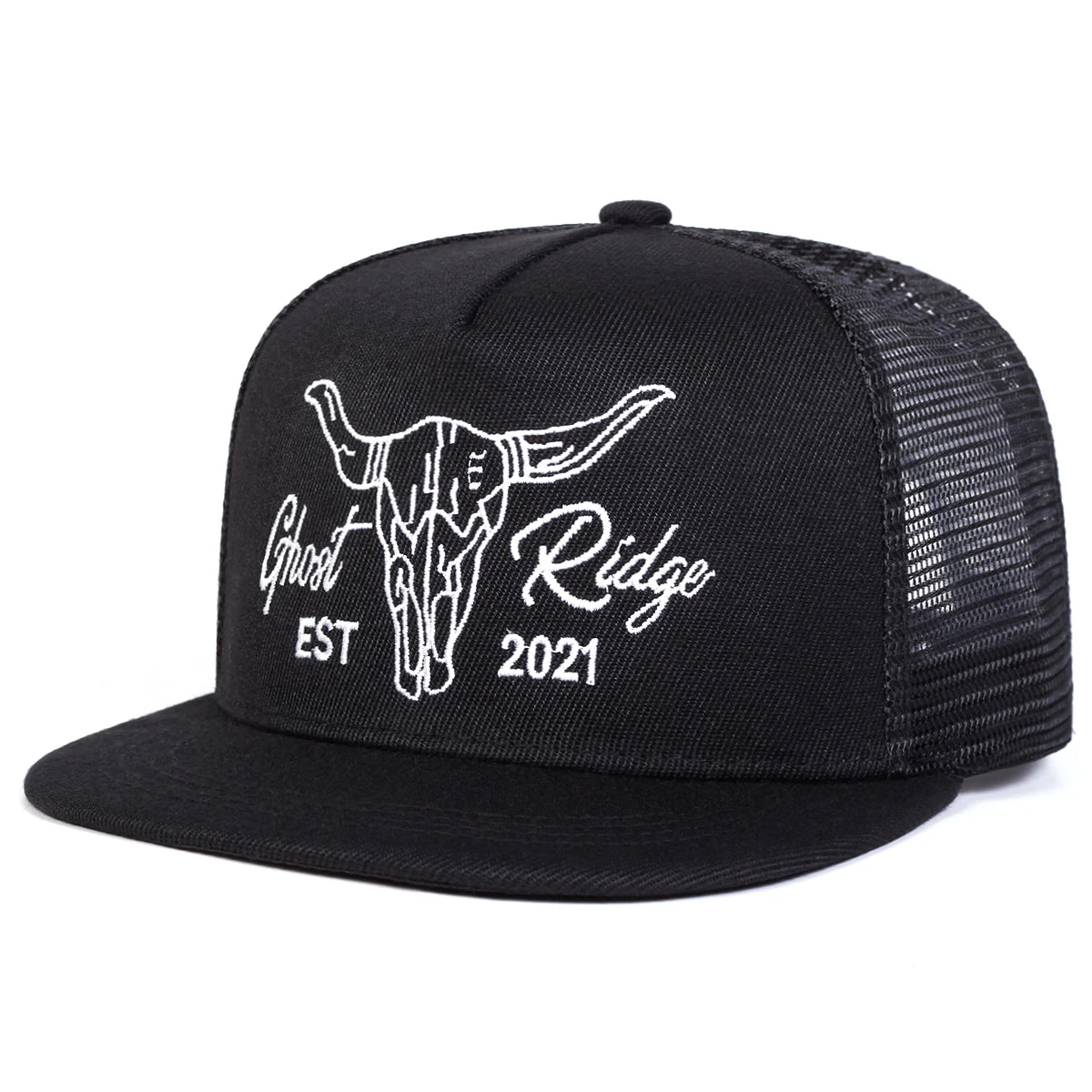 Unisex Ox Head Letter Embroidery Hip-Hop Net Hats Spring Summer