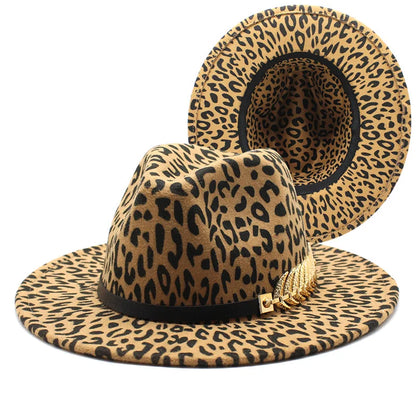 Women Leopard Open Road Hat Fedora Hat