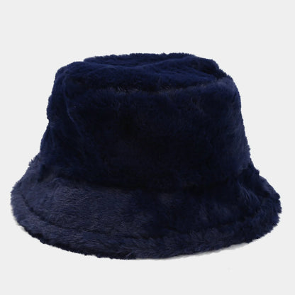 Faux Rabbit Fur Bucket Hat Lady Winter Warm Soft Panama Hat
