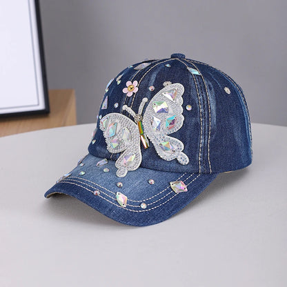 New Butterfly Handmade Waterdrop Denim Baseball Cap