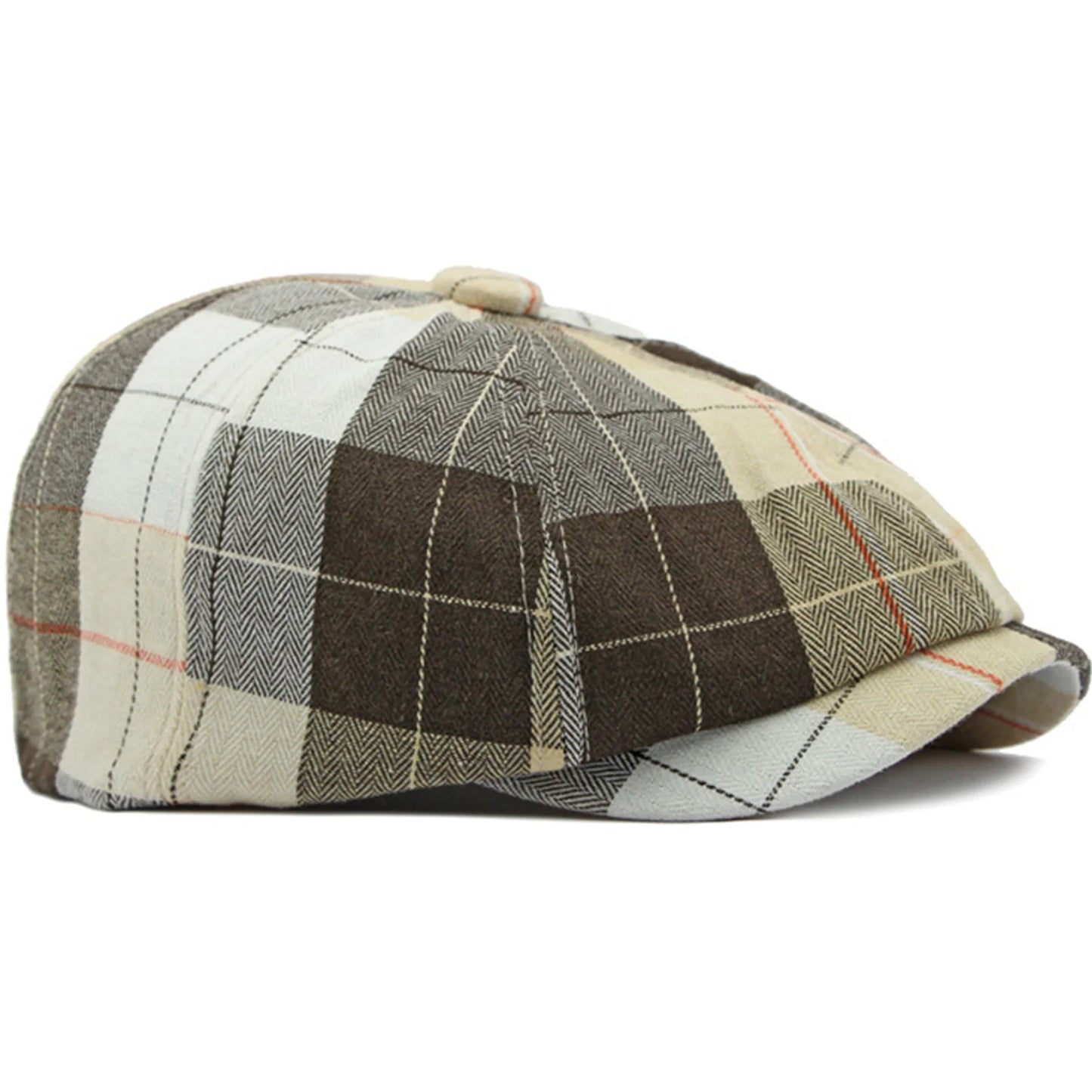 Plaid Beret Hat Short Brim Thin Lightweight Unisex British Retro Artist Cap