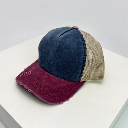 New Unisex Color Block Broken Style Baseball Hats