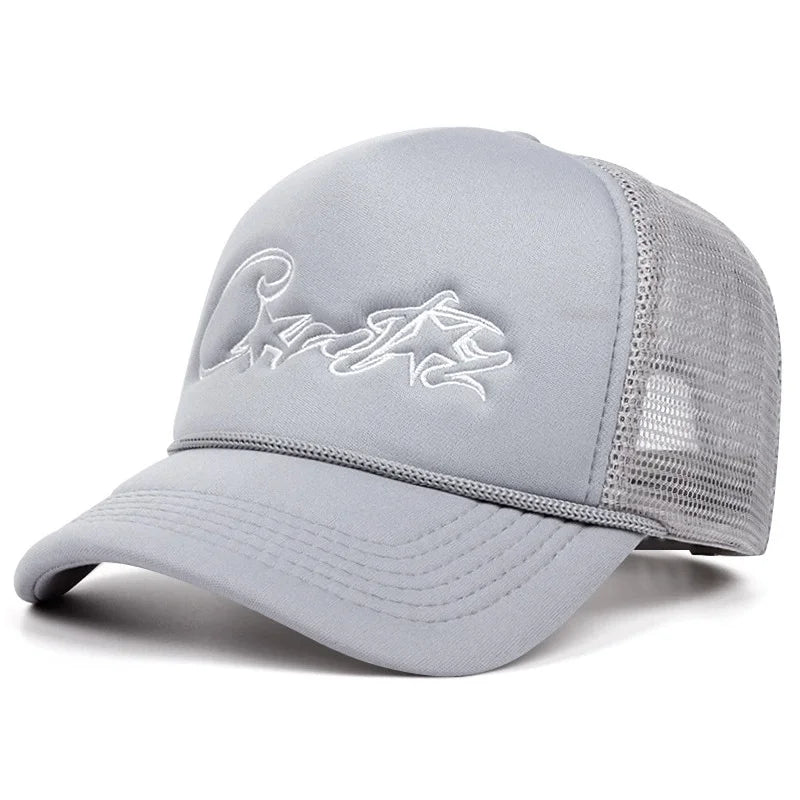 American Letter Embroidered Sun Hat Couple Mesh Breathable Duck Tongue