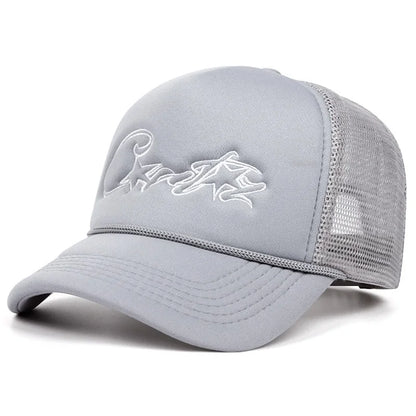 American Letter Embroidered Sun Hat Couple Mesh Breathable Duck Tongue