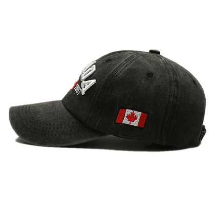 Unisex Washed Cotton Vintage Cap Canada Letter Embroidery Baseball Cap Men And Women