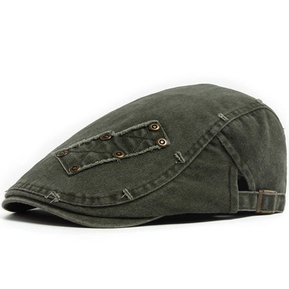 Vintage Rivet Newsboy Cap Men Women Fashion Washed Cabbie Beret