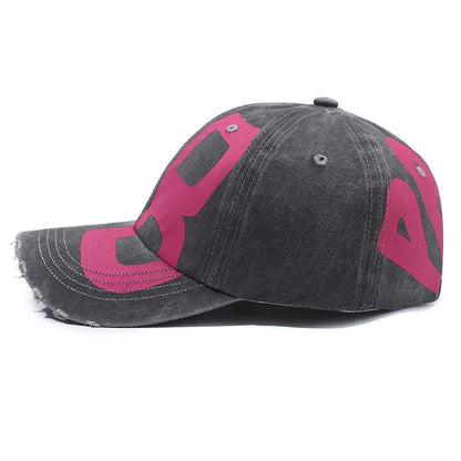 New Spring Washed Distressed Soft Top Printed Baseball Cap