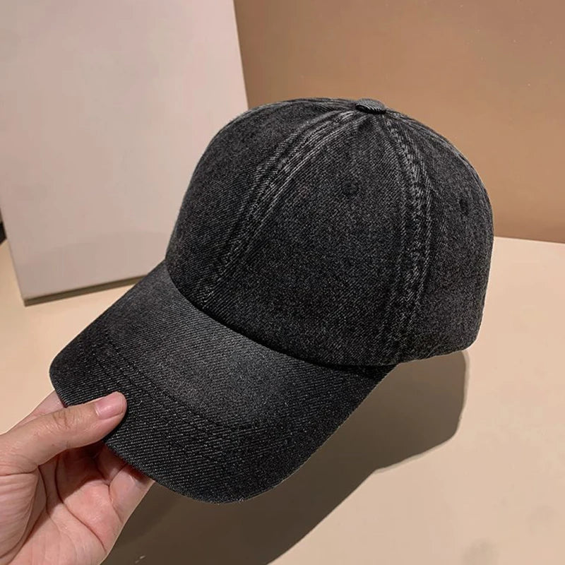 Fashion Denim Baseball Cap For Women Men Solid