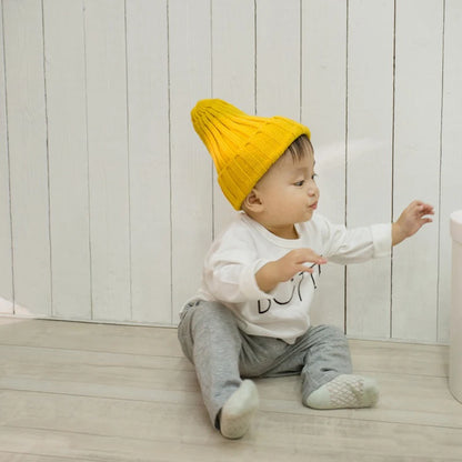 Solid Color Baby Skullies Beanie Winter Warm Kids Knitted Hat
