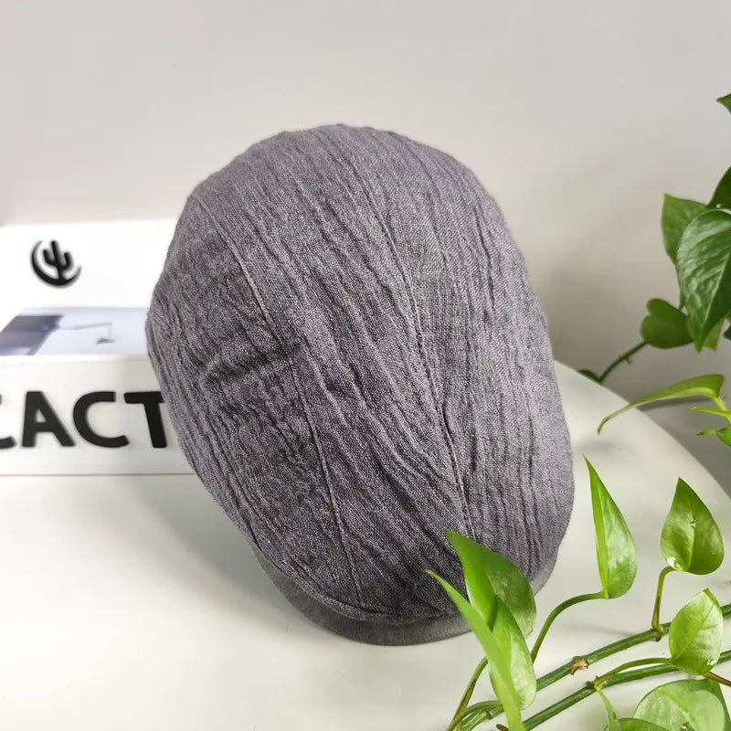 Linen Berets Hats For Men Summer Breathable Newsboy Caps