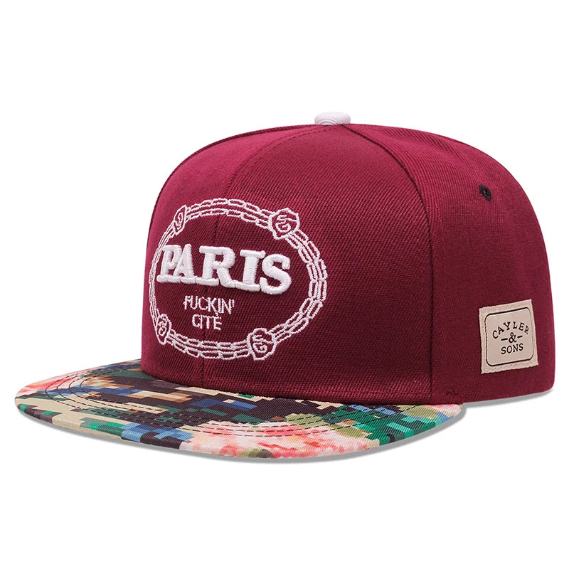 Creative Baseball Hat Paris Embroidered Flower Printed Hip Hop