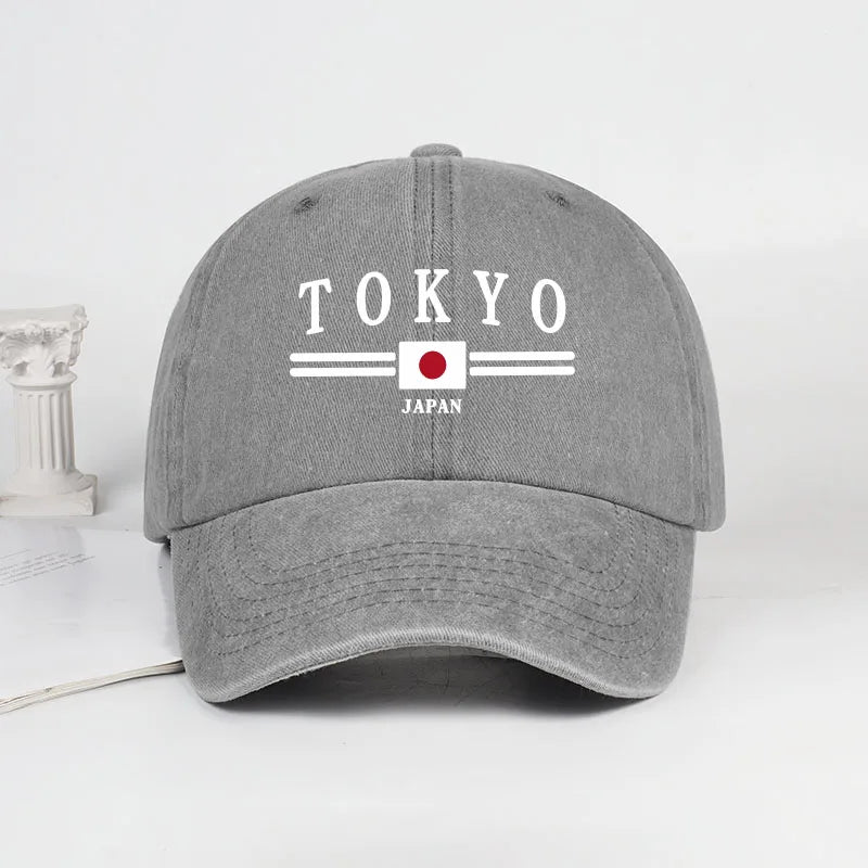 TOKYO JAPAN Printed Washed Baseball Cap Tokyo Japan Urban Style Classic Fashion Daily Commuting