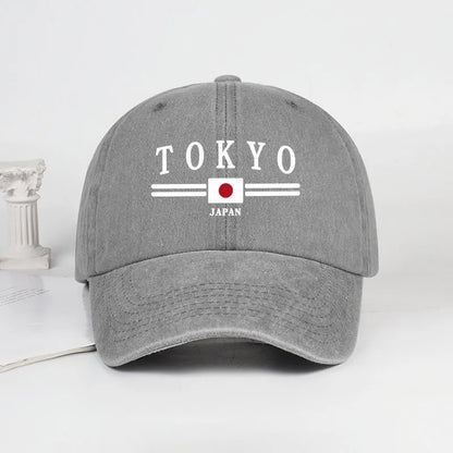 TOKYO JAPAN Printed Washed Baseball Cap Tokyo Japan Urban Style Classic Fashion Daily Commuting