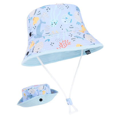 Panama Summer Children Bucket Hat Cartoon Baby Beach Foldable Brim Hat Kids