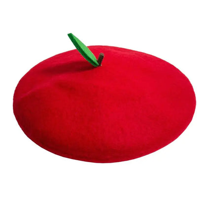 Ladies Cute Green Red Apple Girl Painter Hat Leaf Sweet Party Gift Fruit Orange Girls