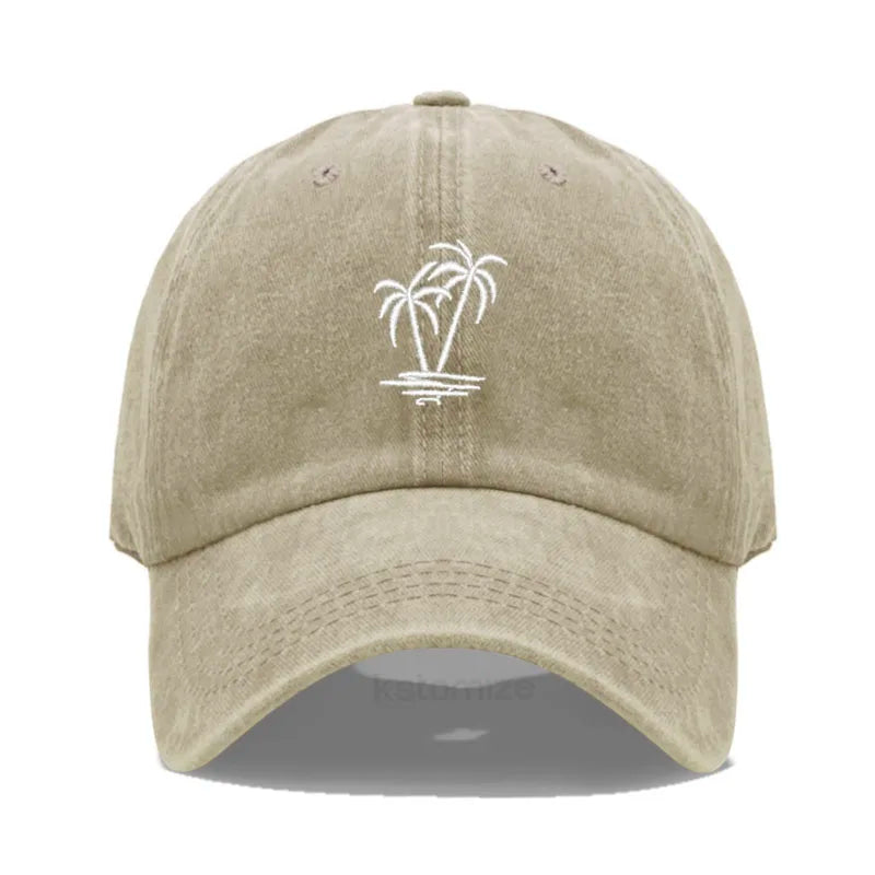 Coconut Tree Embroidery Baseball Cap