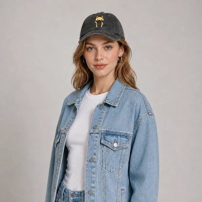 Cute Cartoon Animal Character Graphic Baseball Cap Vintage Washed Adjustable Unisex Dad Hat Casual Gift