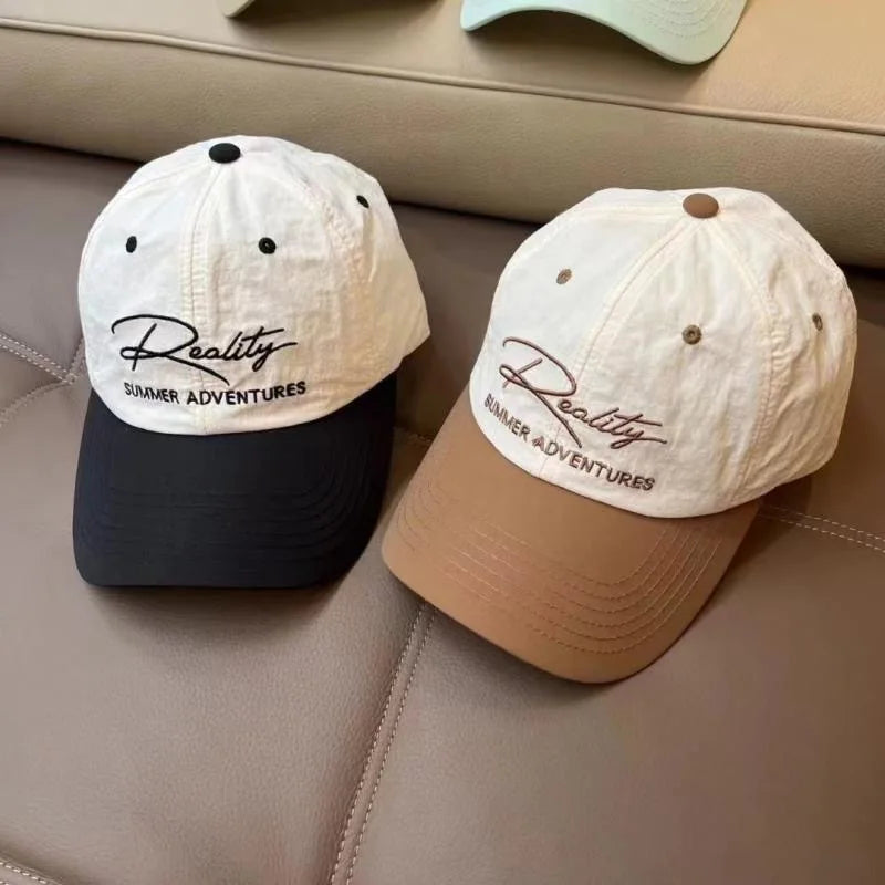 Lightweight Quick Dry Two Tone Baseball Cap Cursive Embroidery Letter Dad Hat