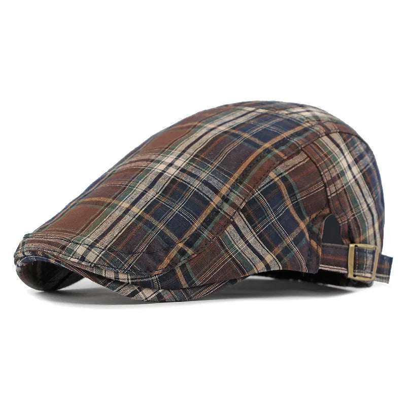 Four Seasons Cotton Stripe Print Newsboy Caps Flat Peaked Cap Men And Women
