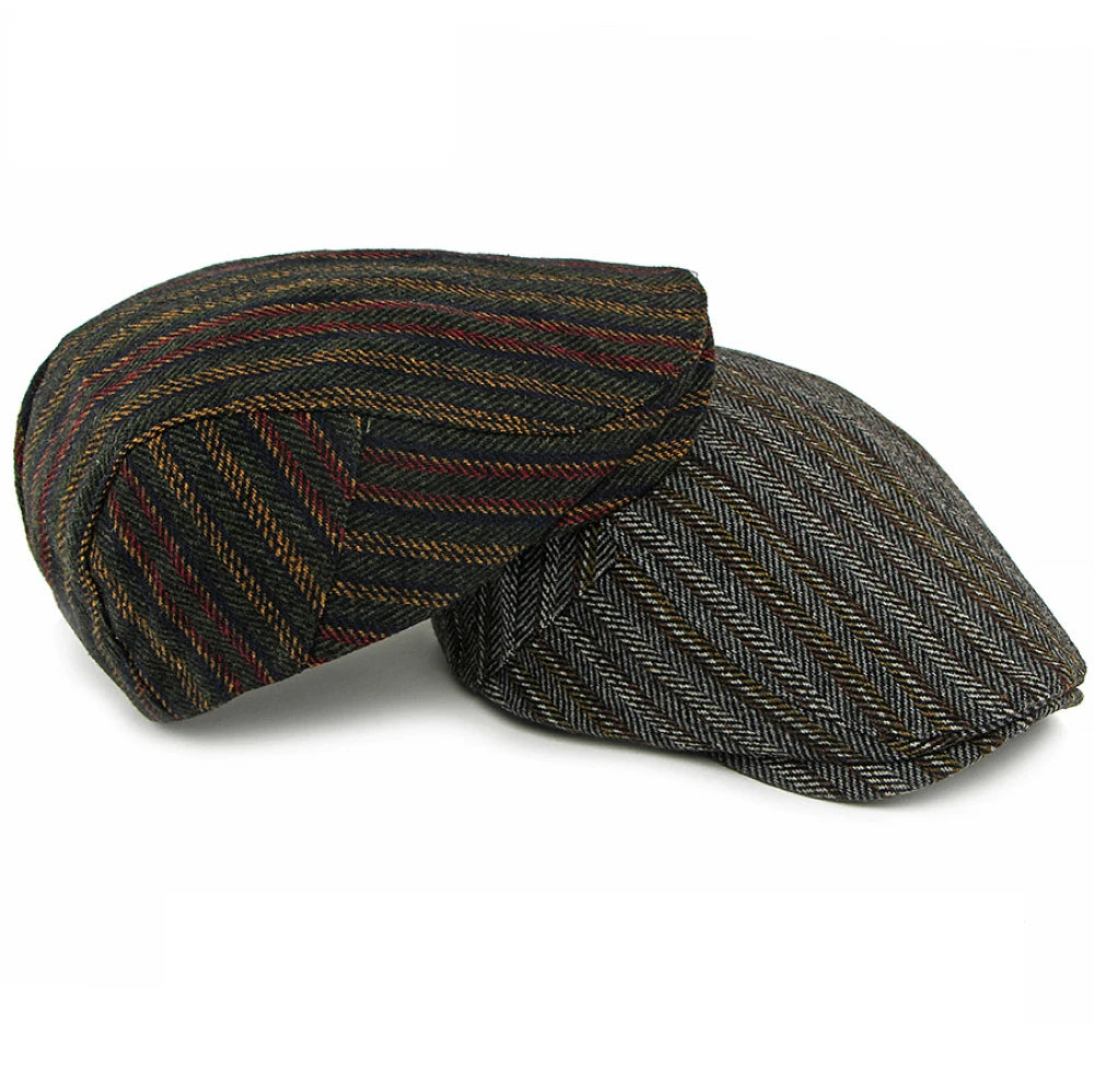 Men Berets Women Retro Striped Artist Painter Wool Beret Hat