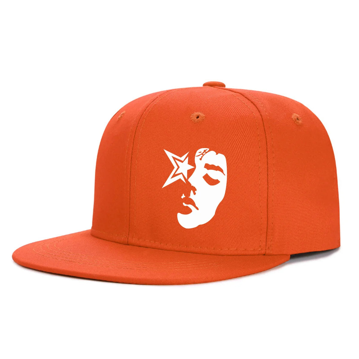 Fashion Face Pattern Printed Flat Brim Hat Hip Hop Y2k Snapback Hats